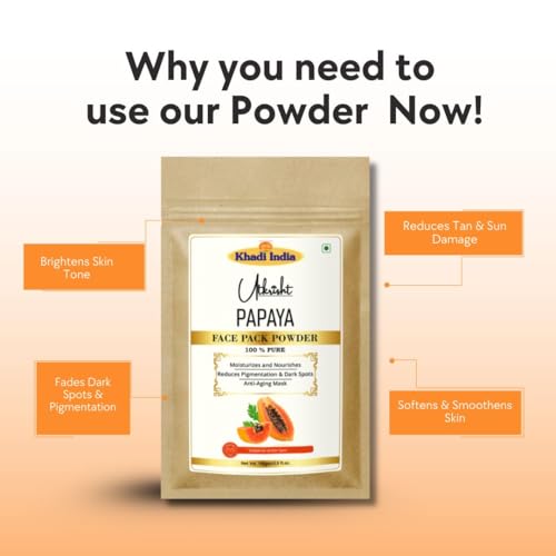 Image of Khadi Papaya Face Pack Powder 100g | For Dark Sports, Pigmentation & Anti Aging | Glowing & Brightening | Pure, Natural & Ayurvedic | Removes Durt & Impurities | Face Pack for Men & Women