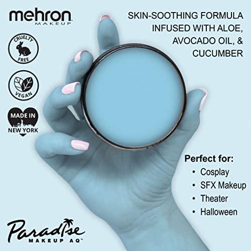 Mehron Makeup Paradise Makeup AQ Pro Size | Stage & Screen Performance, Face & Body Painting, Beauty, Cosplay, and Halloween | Water Activated Face Paint, Body Paint 1.4 oz (40 g) - Light Blue