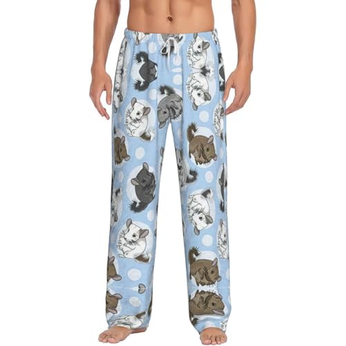 Pantalon de détente chaud homme bleu nuit imprimé lune pour cocooning