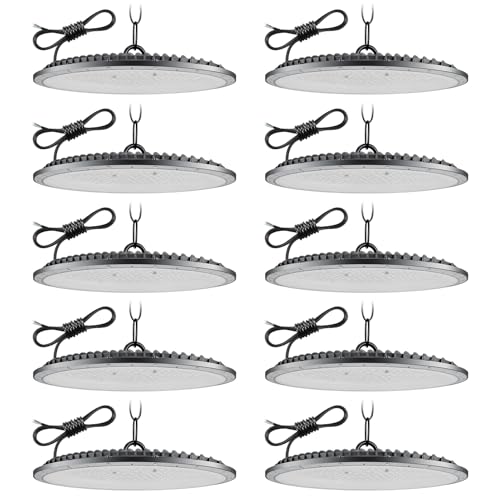 Sararoom 10Pack 500W LED High Bay Light, 50000LM Super Bright Industrial UFO Lamp, 6500K Daylight White LED Warehouse Lighting, IP65 Waterproof Commercial Bay Lighting for Shop Area Workshop Garage