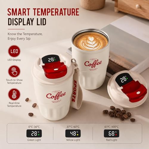 Image of Coffee Vacuum Flask, Portable Coffee Cup with Lid & Handle, Stainless Steel Water Bottle for Home, Office, and Outdoor Use, Insulated Travel Drinkware, Travel Coffee Mugs (1PC-A)