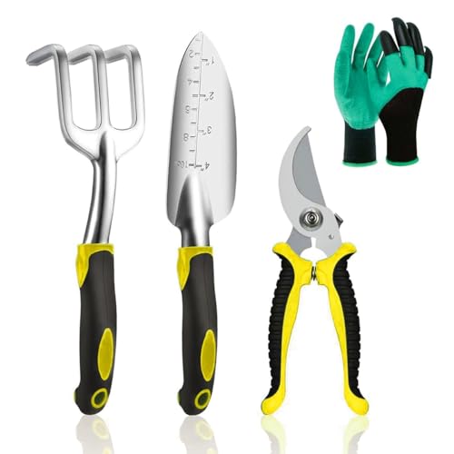 Image of BOSCO Greenkeeper Gardening Tool Kit - 5 Pcs Garden Tools Set with Hand Trowel, Hand Fork, Pruner Shears & Protective Gloves - Durable Gardening Tools for Home Garden