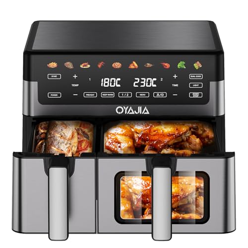Airfryer Dual Basket 10L 2 Körbe 2 Gerichte Gleichzeitig Fertig Weniger Fett Energieeffizient Einfache Reinigung Airfryer - Digitaler Touchscreen Beleuchtetes Sichtfenster Silber&Schwarz Airfryer Dual Basket 10L 2 Körbe 2 Gerichte Gleichzeitig Fertig Weniger Fett Energieeffizient Einfache Reinigung Airfryer - Digitaler Touchscreen Beleuchtetes Sichtfenster Silber&Schwarz