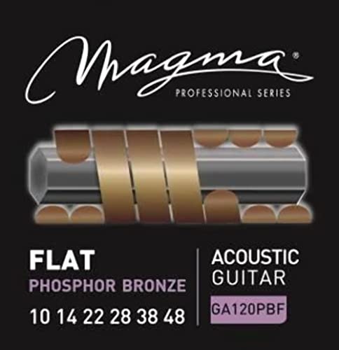 Magma - Light Acoustic Guitar Strings 10-48 Gauge Flat Phosphor Bronze Wound Acoustic String Set (.010" - .048") 1 Set - Ga120Pbf #TOP23