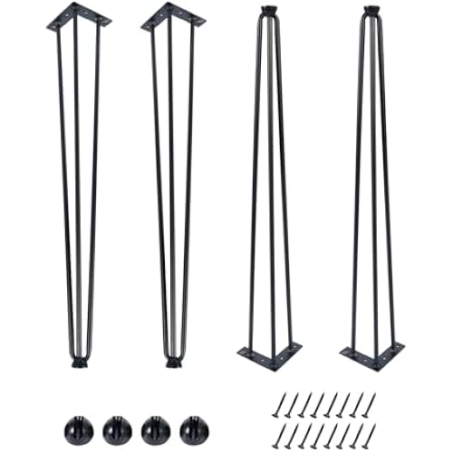 30Inch Hairpin Table Legs , 3 Rods, Black, , 4PCS, 900 Lbs Load Capacity