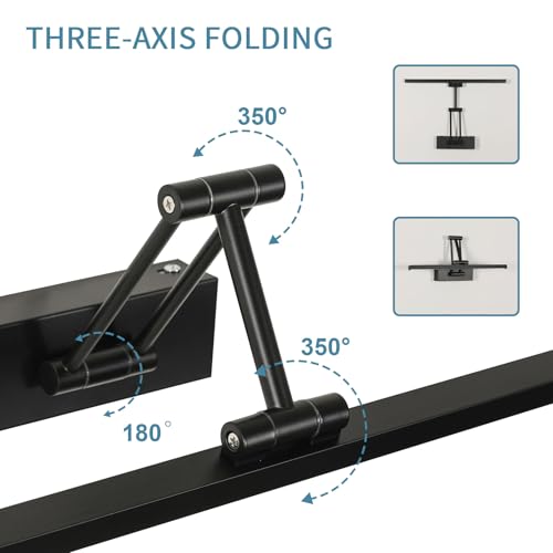 Goeco LED Spiegelleuchte Bad 40CM, 9W Rotation Lampen Spiegel Schwarz, Badbeleuchtung IP20, Modern Badlampe Wand für Küche, Badschrank, Neutral Weiß 4000K