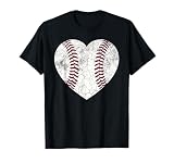 Baseball Heart Shirt Cute Mom Dad Men Women Softball Gift T-Shirt