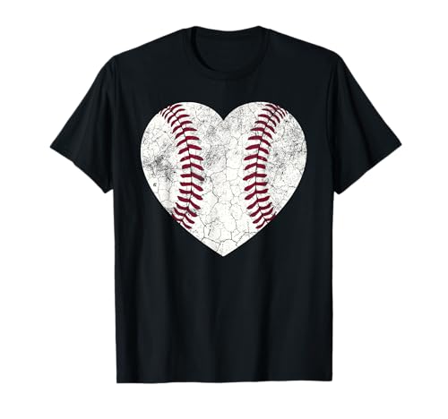 Baseball Heart Shirt Cute Mom Dad Men Women Softball Gift T-Shirt