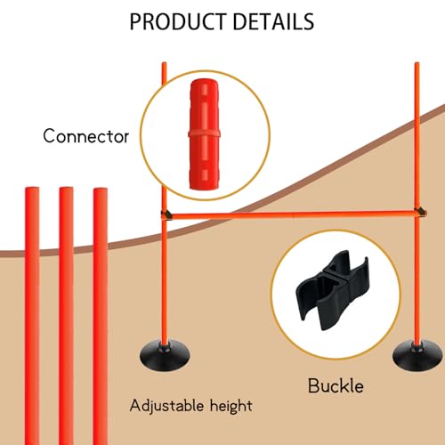 orange adjustable height agility hurdle set multi-function soccer trainning pole set coaching sticks with rubber base