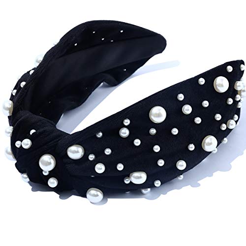 Womens Pearl Velvet Headbands Twist Knot Hair Hoop Headbands Accessories For Women Girl Bohemian Hairband
