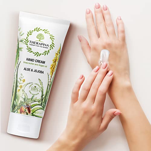 Therapina Aloe And Jojoba Hand Cream/Hand Lotion For Dry Hands, Shea Butter Cream/Natural Scented Lotion, For Women And Men - Travel Size 3Oz #TOP2