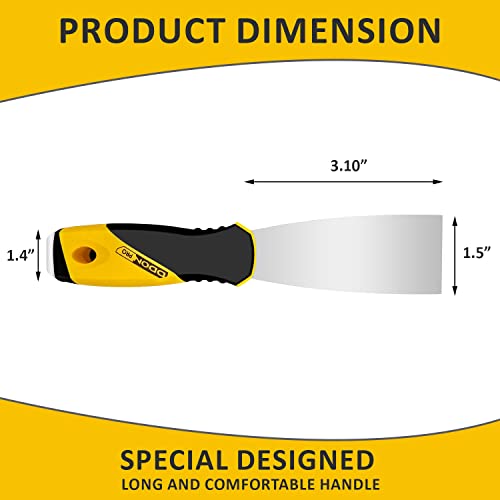 Flexible Putty Knife Scraper Tool, Spackle Knife Stainless Steel Blade With Soft Grip Handle, Metal Scraper Tool For Drywall Finishing, Plaster Painting Scraping, Decals, And Wallpaper (1.5) #TOP1