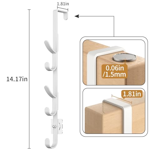 Over The Door Hooks, Metal Door Hooks for Hanging, Over The Door Purse Organizer for Door Coat Hanger, Back of Shower for Hanging Towel Rack Clothes, Hat, Bathroom, Closet (White-2Packs)