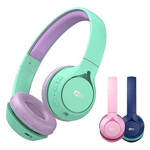 MEE audio KidJamz KJ45BT Children's Safe Listening Bluetooth Wireless Headphones with Volume Limiter & Microphone, Adjustable On-Ear Kids Headset for Online Learning/School/Travel/Tablet Mint/Lavender by MEE audio - Used condition - US$9.80