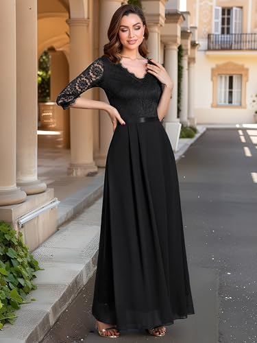 MISSMAY Women's Formal Floral Lace 2/3 Sleeves Long Evening Party Maxi Dress3