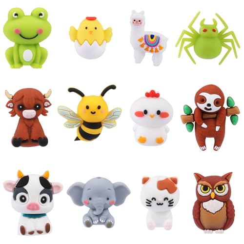 WEWAYSMILE 3D Silicone Animal Focal Beads for Pens, Mixed, 12 Pcs