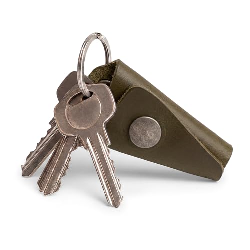 Image of Hide & Drink Full Grain Leather Wrap Keychain, Organizer Snap Closure, Key Ring Cover, Silencer Sleeve Key Holder for Men