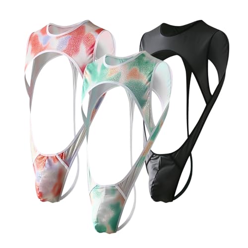 Cambkatl Men's Tie Dye Leotard Underwear Stretch Sexy One-Piece Bodysuit Lingerie Jockstrap Wrestling Singlet Thong Jumpsuit2