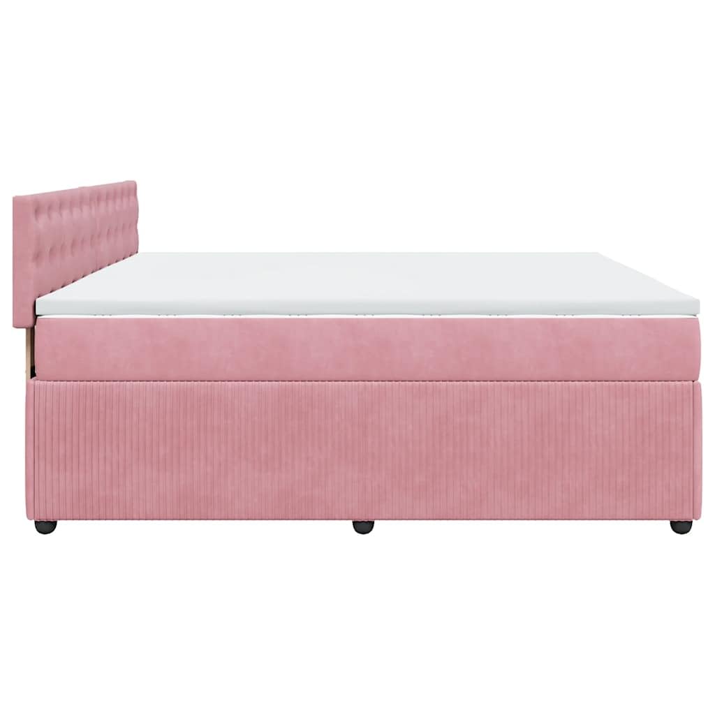 vidaXL Sommier à Lattes de lit avec Matelas Rose 180x200 cm Velours