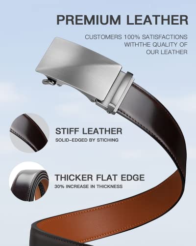 Image of Zitahli Belt Men,Leather Ratchet Belt for Men Dress Casual Every Day with Adjustable Buckle,Trim to Fit For Gift