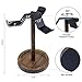 MyGift Industrial Matte Black Metal Headphone Stand with Burnt Wood Tray – Desktop Headset and Gaming Controller Holder for Office, Studio, or Console Setup
