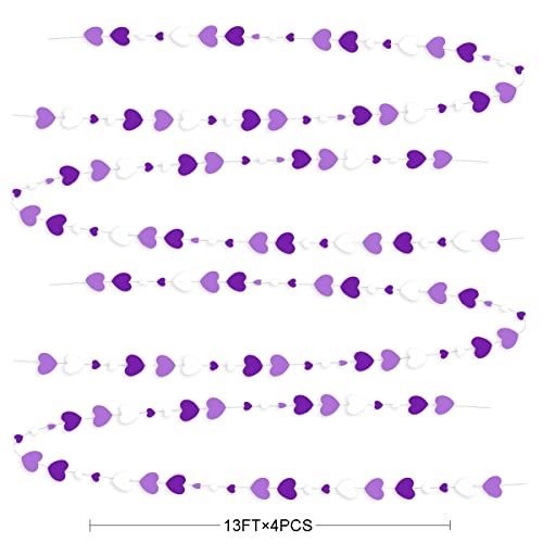 52 Ft Lavender Love Heart Garland Purple And White Hanging Streamer Banner For Anniversary Mothers Day Valentines Day Birthday Engagement Wedding Bridal Baby Shower Lilac Party Decorations Supplies #TOP1