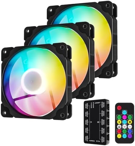 Vetroo 3-Pack ARGB-120 120mm Black Computer PC Case Fans