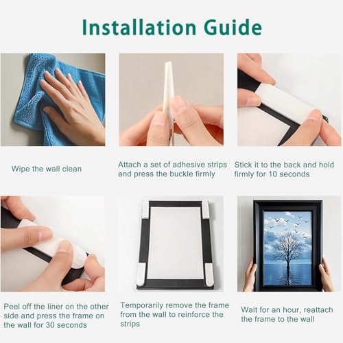 Image of Large Picture Hanging Strips, Heavy Duty Wall Picture Hanging Kit for Damage-Free, White Hanging Hooks Without Nail (40 Strips)