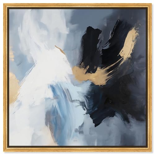 Art Remedy Gray Abstract Canvas, 12" x 12", Gold Frame,