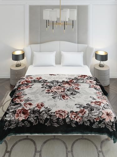Image of Monte Carlo Double Bed Heavy Winter Blanket Emilia 2 Ply Cloudy 1050 GSM | 5.5 KG (240x220 CM), Bottle Green