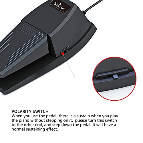Sustain Pedal For Keyboard,Jinyun Universal Sustain Pedal With Polarity Switch Compatible With Most Digital Pianos, Yamaha, Casio And Midi Keyboards(Black) #TOP4