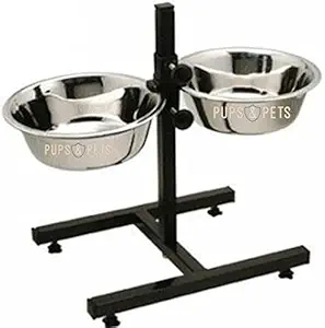 Pups&Pets Stainless Steel Double Diner Food Bowl Stand for Dog (Large) 2800 ml x 2.
