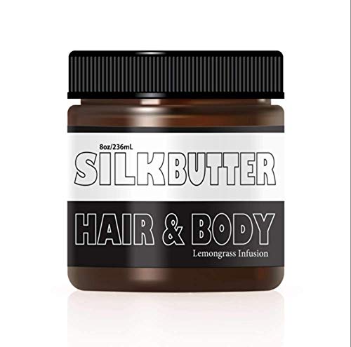 Silk Butter for Hair and Body-Lemon Grass Black Seed Oil Blend - Hydrating repair cream- for dry, damaged skin and hair- with Jojoba oil, Shea Butter - Paraben Free, No Synthetic Fragrances - 8 oz