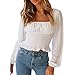 Produktbild Damen Falten Kurz Bluse, LeeMon Mode Sexy Frauen Rüschen Smocked Langarm Solid Color Casual Bluse Top