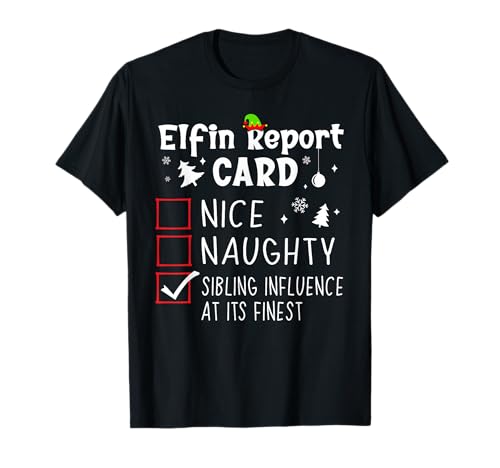 Christmas Sibling Pajamas Christmas Nice Naughty Xmas List Maglietta