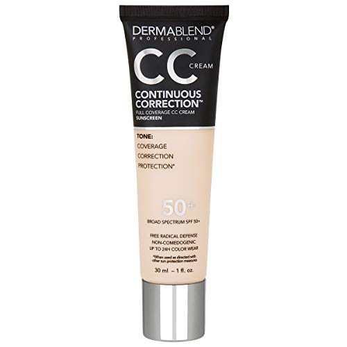 Dermablend Continuous Correction Tone-Evening CC Cream Foundation SPF 50+, Full Coverage Foundation Makeup & Color Corrector, Oil-Free, 1 Fl Oz (Pack of 1)