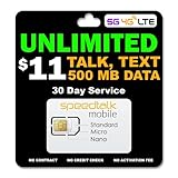 SpeedTalk Mobile $11 Preloaded SIM Card | Unlimited Talk & Text + 500MB Data | Triple Cut 3 in 1 Simcard | 30 Days Wireless Service Plan for 5G / 4G LTE Smart Phones and Cellphones | USA Coverage