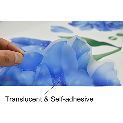 Pinenjoy Blue Rose Flower Wall Decal Peony Floral Wall Stickers 28X27Inch Removable Self-Adhesive Vinyl Wall Art Murals For Girls Woman Bedroom Living Room Tv Background Nursery Wall Decors #TOP5