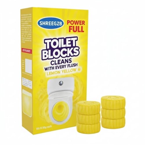 Image of 20 Tablet Flush Toilet Bowl Cleaner Tablets, Bathroom Toilet Tank Cleaner, Powerful Cleaning Ball Toilet Blue Deep Clean Bubbles, Mild Lemon Scent (20 Unit Lemon tabletss)