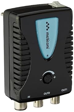 Meliconi AMP200, Amplificatore Segnale Digitale Antenna TV, a 2 Vie, Alimentazione Diretta 230 Vac / 50 Hz 3W, Gamma di frequenza 40 – 790 MHz, 1 ingresso / 2 uscite 75 Ohm, fino a 20 dB