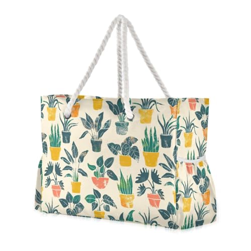 Indoor Plants Sandproof Duffel Bags For Traveling with side pocketes Duffel Bag Women Perfect for Travel Pool Swim Beach Vacation Necessities