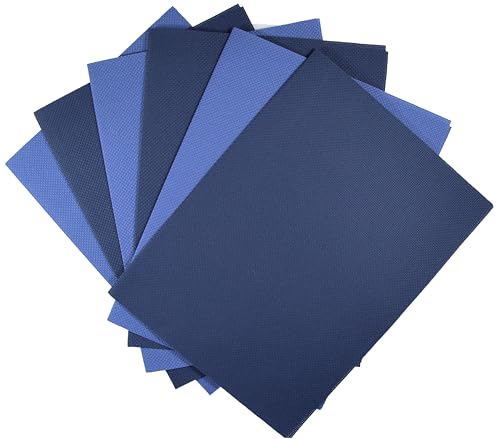 Image of KCS 6 pc of 12 inch x 18 inch(30cmx45cm) 14CT Counted Cotton Aida Cloth Cross Stitch Fabric (Jeans Blue+Navy Blue)
