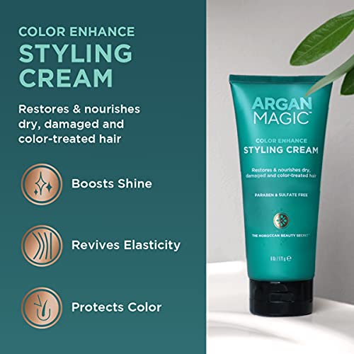 Argan Magic Color Enhance Hair Styling Cream | Restores And Nourishes Dry, Damaged, Color Treated Hair | Boost Shine & Protect Color | Paraben Free, Cruelty Free, Made In Usa (6 Oz) #TOP2