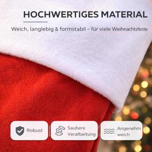 TK Gruppe Timo Klingler 4X rote Weihnachtsstrumpf - Nikolaussocken zum Aufhängen & Befüllen - Kamin Socken an Weihnachten & Nikolaus