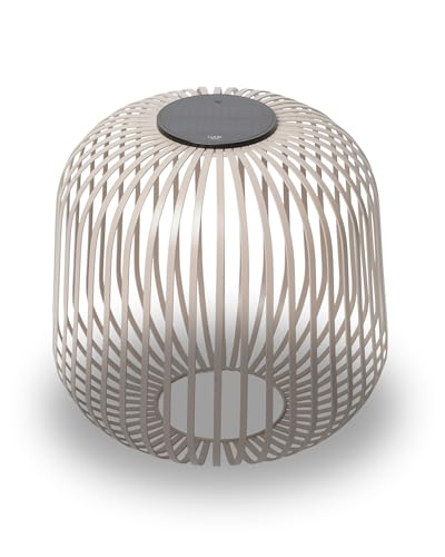 LUUK Studio Portable Solar Gartenleuchte, großes Windlicht für draußen, LED Tischlaterne, Balkonlicht, wetterfeste Outdoor Beleuchtung nach IP65, Designleuchte & minimalistische Deko, Nomad Braun