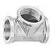GLOGLOW 304 Stainless Steel Tee Threaded Pipe Connector, Sturdy Industrial Fittings for Home Renovation, Easy Installation for DIY Projects BATHROOM (1 * 1 * 1 female connector)