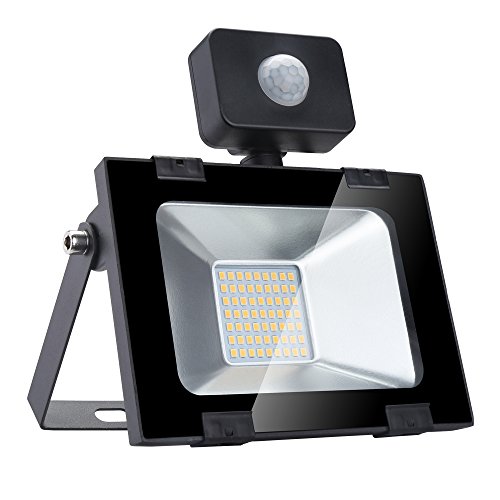 Sararoom 30W Foco LED Exterior,Con Sensor Movimiento Proyector LED Exterior,IP65 Impermeable Floodlight,Para Jardín,Garaje,Estadio,Fábrica,Almacén,3000LM,3200K Blanco Cálido