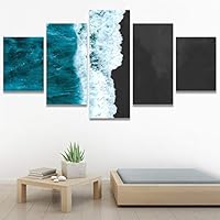 SIGNWIN 5 Panel Canvas Wall Art Coastal Orange Photography Relax/Calm Romantics Sunset Warm for Home Decorations Ready to Hang - 60