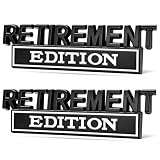 Rdxcv 2 PCS Retirement Edition Car Emblems, 3D Metal Auto Badge Letters Decal with Strong Adhesive, Universal Retirement Letters Sticker Bumper Decor for Cars RVs SUVs Trucks (Black & White)