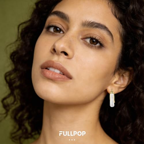 Image of Fullpop Vintage Earrings for Women, Chunky 14K Gold Plated Resin Hoop Earrings Lightweight Hollow Drop Earrings Hypoallergenic Earrings for Women Vintage Anthropologie Jewelry Gifts for Women
